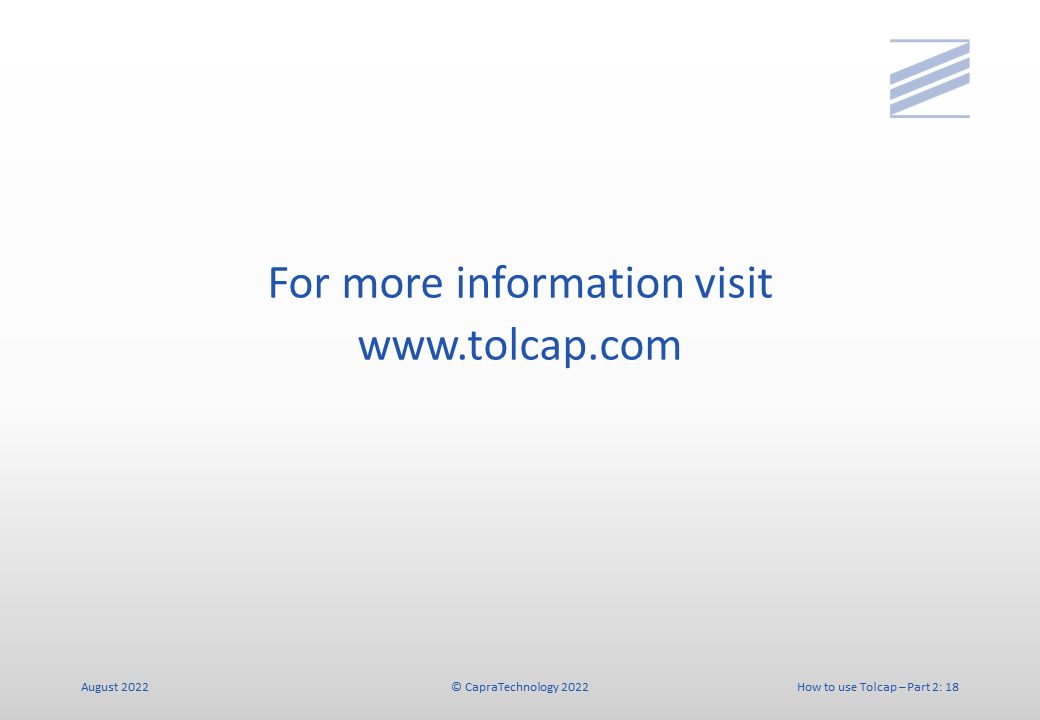 How to Use Tolcap - Part 2 - Achieving Capability slide 18